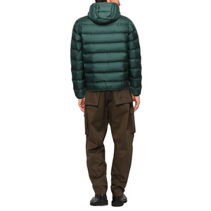 <b>Men's</b> Dark <b>Green</b> Hooded Puffer <b>Jacket</b> <b>Waterproof</b> PU Fabric Filled Windproof Zipper Closure Casual Winter Wear Regular Fit - Product Image 6