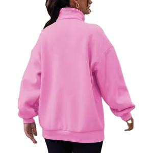 Sweat-shirt d'hiver uni pour homme, coupe régulière, demi-zip, coupe courte, en coton épais, avec poche, logo personnalisé, idéal pour le sport et l'entraînement, collection 2026 - Product Image 2