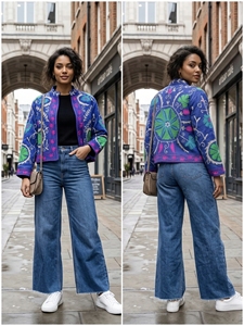 Chaqueta Corta de Invierno para Mujer, con Bordado Floral a Mano, de Terciopelo de Algodón, Cuello Mao, Manga Larga, Estilo Boho - Product Image 5