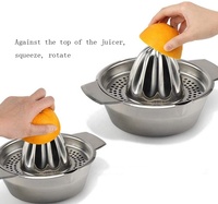 Presse-agrumes manuel en acier inoxydable, outil de pressage de fruits d'oranges de citron avec récipient de bol pour jus fait maison dans la cuisine