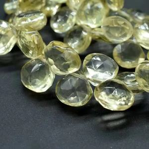 Cuentas de Cuarzo Limón 100% Naturales, Facetadas en Forma de Corazón, 8-9mm, Orificio de 0.40mm, Longitud de 8 Pulgadas, para la Fabricación de Pulseras y Collares - Product Image 1