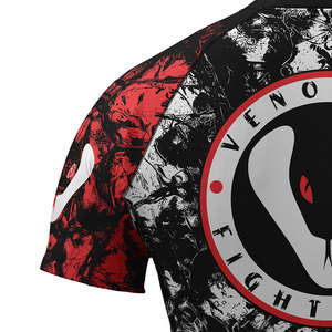 Venomous Fight Gear Rash Guard à manches courtes pour homme, T-shirt de compression à séchage rapide, motif imprimé noir, blanc et rouge - Product Image 4