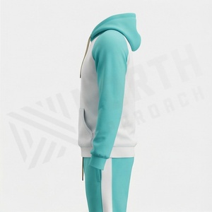 Survêtement unisexe à capuche avec blocs de couleur, sweat-shirt décontracté à manches longues avec cordon de serrage et poches latérales, vêtement d'automne pour adultes - Product Image 3