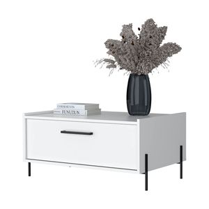 Tavolino da Caffè Bianco con Pratica Funzione di Sportello Ribaltabile - Product Image 5
