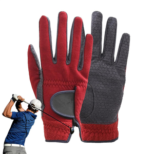 <b>Red</b> Spandex Full Finger Synthetic Leather Non-Slip Pull-On Unisex Horse Riding <b>Gloves</b> - Product Image 5