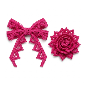 20mm Hot Pink Floral Guipure GPO Lace Trim Customizable Wholesale Supplier 20 Meter Packing for Hairbands Headbands Gift <b>Boxes</b> - Product Image 2