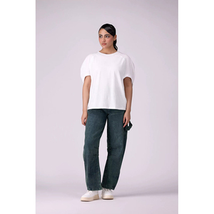 T-shirt ample en coton personnalisé de haute qualité pour femme avec fermeture éclair, logo personnalisé et tissu respirant - Mode toutes saisons - Product Image 3