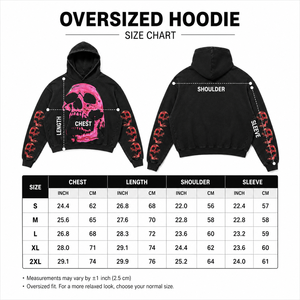 Sudadera con Capucha Oversize Unisex Negra Lavada Estilo Vintage con Gráfico de Calavera Estampado en Serigrafía, de Forro Polar Pesado de Algodón/Poliéster - Product Image 6