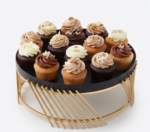 Premium Round Metal <b>Cake</b> <b>Stand</b> Black Top Gold Base Non-Toxic Display <b>Stand</b> For Desserts And Events Elegant Tabletop Accent - Product Image 3