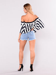 Women's Formal Denim Shorts <b>Light</b> Wash High Waist Skinny Denim Shorts With <b>Push</b> Up - Product Image 5