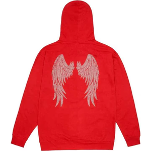 Men <b>Black</b> Hooded Sweatshirt Rhinestone Angel Wings Print Casual <b>Zip</b> Up <b>Hoodie</b> Regular Fit Autumn Streetwear - Product Image 4