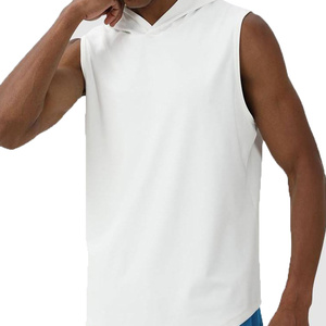 เสื้อกล้ามออกกำลังกายผู้ชายแบบแห้งเร็วสั่งทำพิเศษ เสื้อกล้ามฟิตเนสเพาะกายแบบไม่มีแขนมีฮู้ด - Product Image 4