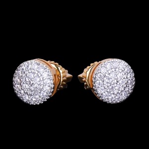 8MM Heart Cut Iced Out Freshwater Pearl <b>Stud</b> Earrings 18K Gold Luxury 6700 - Product Image 2