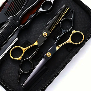 Ensemble de ciseaux de barbier en acier inoxydable noir de qualité supérieure, 8 pièces, pour la coiffure, IMANS ENTERPRISES - Product Image 2
