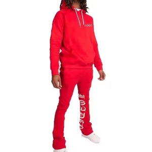 Conjunto Deportivo Holgado Personalizado para Hombres y Niños, de Algodón de Alta Calidad, con Sudadera con Cremallera y Pantalones Acampanados - Product Image 4