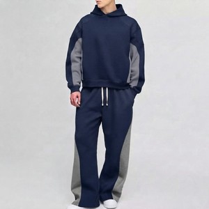 Men's Light Blue Full <b>Zip</b> <b>Hooded</b> Sweatshirt Set Solid Color Cotton Tracksuit Regular Fit Casual Jogger Outfit Winter Printed - Product Image 1