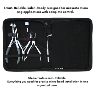 Kit complet d'outils pour extensions de cheveux blancs, pour extensions à micro-anneaux, nano-anneaux, pinces, coupe-fils, pinces de coiffage et pinces pour extensions à bandes adhésives - Product Image 5