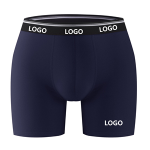 Calzoncillos bóxer rojos de algodón para hombre con logotipo personalizado en la cintura, ropa interior con logotipo de marca, pantalones cortos para hombre, MOQ bajo - Product Image 2