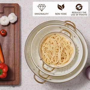 Set di 3 Scolapasta in Metallo con Manici, Cestelli Perfetti per Spaghetti, Pasta, Frutti e Altri Alimenti - Product Image 5