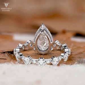 Women's Diamond Engagement Ring Pear Shaped Solitaire Wedding Ring 4.40 CTW Lab Grown IGI Certified Eternity Band 14K Solid Gold - Product Image 3