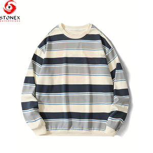 เสื้อยืดแขนยาวผู้ชายพิมพ์ลายตามสั่ง เป็นมิตรกับสิ่งแวดล้อม ระบายอากาศได้ดี ผ้าฝ้าย 100% สีเหลืองขาวลายทาง สไตล์ลำลอง พร้อมออกแบบโลโก้ตามสั่ง - Product Image 1