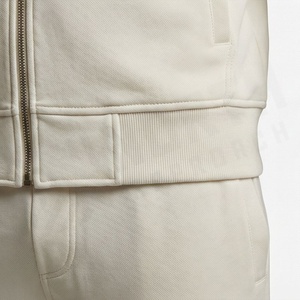 Men's Cream Color Full Zip <b>Tracksuit</b> Solid Design Casual Sportswear With Side Pockets Stand Collar Regular Fit Autumn Wear - Product Image 5