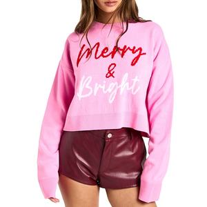 Ropa Urbana de Invierno, Sudaderas con Hombros Caídos para Mujer, Venta al por Mayor, Diseño Personalizado OEM, Sudaderas Cortas Estampadas - Product Image 1