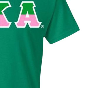 Camiseta AKA de dos tonos con letras griegas para mujer, camiseta verde y rosa para hermandades, ropa informal universitaria, top de verano - Product Image 6