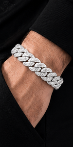 Pulsera cubana premium de oro blanco de 18 quilates con diamantes cultivados en laboratorio, eslabones grandes, cierre seguro, estilo llamativo. - Product Image 6