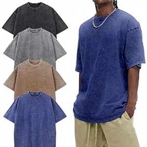 OEM 100% Cotton Men's Heavyweight Oversized <b>Vintage</b> <b>T</b>-<b>Shirt</b> Acid Washed Blank 230 Grams Jersey Silk Screen Printed Logo - Product Image 1