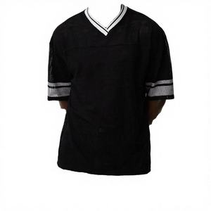 Clothing Gold Black Mesh Baseball Jersey with White Striped Sleeves - Product Image 3