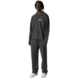 Men Knit Long Sleeve Polo Sweater Charcoal Soft Textured Button Collar Pullover Casual Winter Top Cotton <b>Blend</b> OEM - Product Image 6