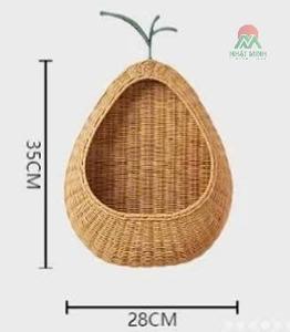 High quality Rattan Kids <b>Wall</b> Pocket with Pear - Shaped Natural <b>Wicker</b> <b>Wall</b> <b>Decor</b> for Kids room Nursery Storage & Display - Product Image 2