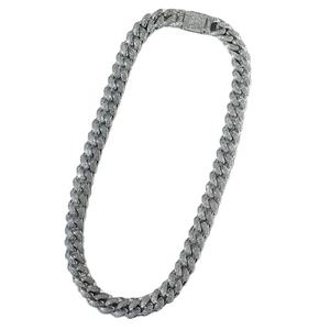 Alta calidad personalizada 12MM Bling Full Iced Out Round Cuban Link cadena chapada en oro blanco 925 fabricantes de plata esterlina en La India - Product Image 1