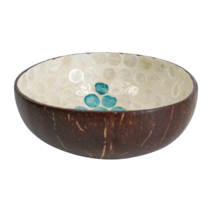 Bol en noix de coco bohème moderne - Incrustation de perles irisées - Artisanat vietnamien laqué à la main - Product Image 2