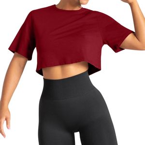 T-shirt court rouge personnalisé pour femme, respirant, pour la gym, l'entraînement, le fitness, le yoga, vêtements de sport, activewear, OEM - Product Image 1