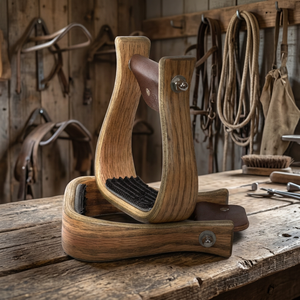 Étriers Western à fond plat en bois (avec revêtement en cuir) Tough Tack TT-WS-001 avec quincaillerie SUS304 - Product Image 4