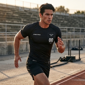 Camiseta de Compresión para Hombre, Negra, Manga Corta, Deportiva, para Gimnasio, Entrenamiento, Ropa Deportiva, Logotipo Personalizado, Fitness, Running, Ejercicio - Product Image 4