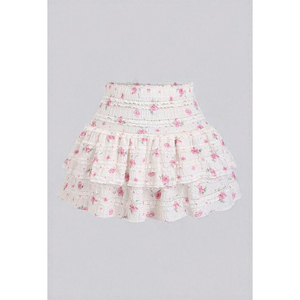 Jupe en tricot à volants taille haute pour femme, couleur unie, respirante, style doux, longueur au-dessus du genou, pour le printemps et l'été - Product Image 5