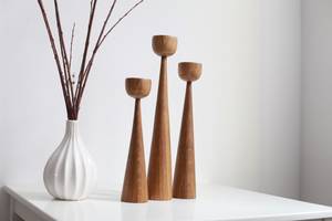 Handmade Wooden <b>Tapered</b> Candlestick Holder Set for Home Decoration and Wedding Occasions - Product Image 6