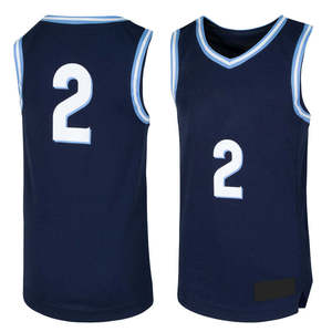 Maillot de basketball unisexe numéro 2 bleu marine sans manches col en V en maille respirante écologique avec bretelles réglables pour équipe - Product Image 1