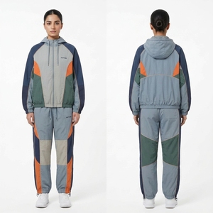 <b>Women's</b> Navy <b>White</b> Color Blocking <b>Tracksuit</b> Full Sleeve Zipper Sporty Regular Fit Autumn Breathable Polyester Jogging S - Product Image 5