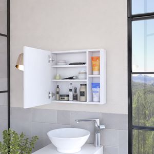 Armadietto per medicinali Myrick bianco a 2 ripiani con specchio per riporre oggetti nel bagno - Product Image 5