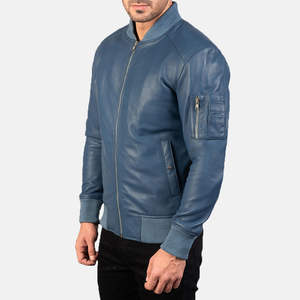 Veste en cuir décontractée pour homme, légère et de haute qualité, au design minimaliste et élégant, avec logo sur le devant, idéale pour l'hiver. - Product Image 4
