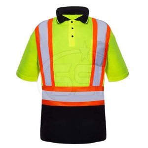 Safety Polo Shirt ANSI Class 2 High Visibility Workwear with Reflective Stripes Breathable Fabric Customized Logo Industrial Use - Product Image 3