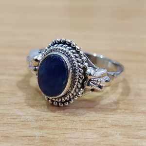 Handcrafted <b>Lapis</b> <b>Lazuli</b> Gemstone Statement <b>Ring</b> 925 Sterling Silver Vintage Style Blue Gemstone Jewelry Gift - Product Image 2