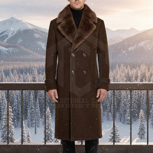 Manteau en laine raffinée pour homme, design classique, tissu respirant et doux, garniture en fourrure, service OEM, vêtements d'extérieur pour l'hiver - Product Image 6