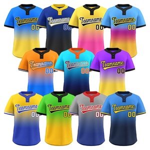 Camiseta de Béisbol Personalizada con Estampado Digital de Nombres, Uniforme de Béisbol con Rayas Bordadas, Botones, Unisex, Camisetas Personalizadas Transpirables 100% - Product Image 1