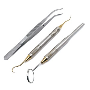 3Pcs Ergonomic Manual Dental <b>Tools</b> Set Mouth Mirror Tweezers Curve Probe Dentist Instrument <b>Teeth</b> <b>Cleaning</b> Whitening Kit - Product Image 5