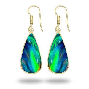 Pendientes de botón chapados en oro hechos a mano para mujer, regalo de aniversario chapado en oro para mujer, pendientes de botón chapados en oro con ópalo negro genuino - Product Image 6